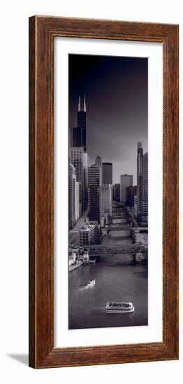 Chicago River Bridges South BW-Steve Gadomski-Framed Photographic Print