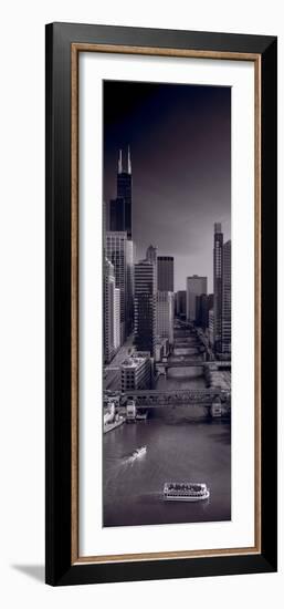 Chicago River Bridges South BW-Steve Gadomski-Framed Photographic Print