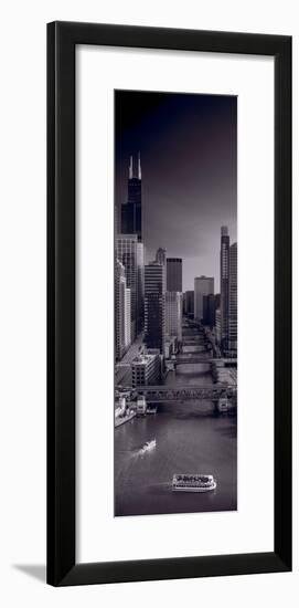 Chicago River Bridges South BW-Steve Gadomski-Framed Photographic Print