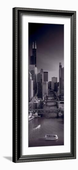 Chicago River Bridges South BW-Steve Gadomski-Framed Photographic Print