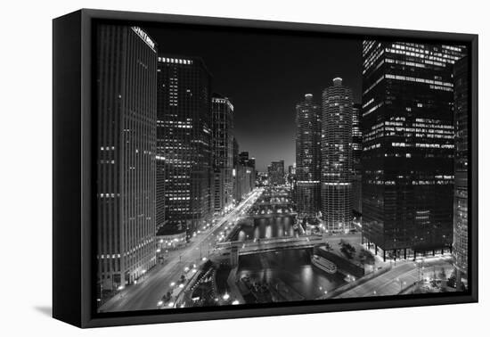 Chicago River Lights BW-Steve Gadomski-Framed Premier Image Canvas