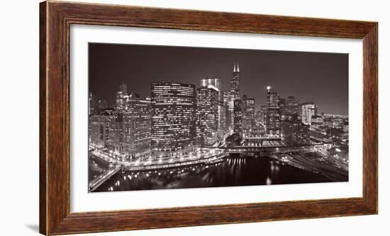 Chicago River Panorama BW-Steve Gadomski-Framed Photographic Print