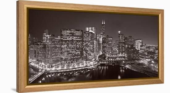 Chicago River Panorama BW-Steve Gadomski-Framed Premier Image Canvas