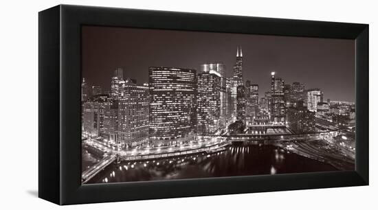 Chicago River Panorama BW-Steve Gadomski-Framed Premier Image Canvas