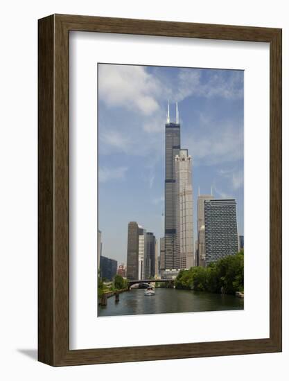 Chicago River Skyline View of the Willis Tower, Chicago, Illinois, USA-Cindy Miller Hopkins-Framed Photographic Print