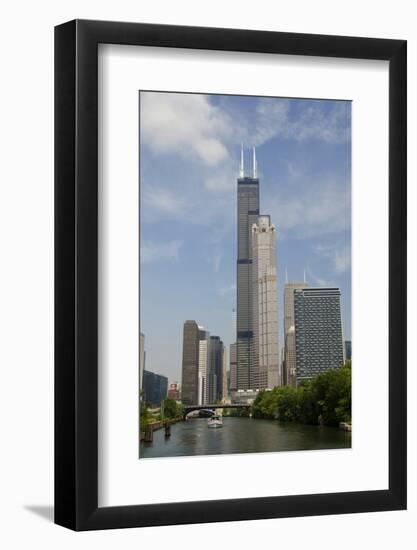 Chicago River Skyline View of the Willis Tower, Chicago, Illinois, USA-Cindy Miller Hopkins-Framed Photographic Print