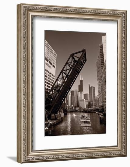 Chicago River Traffic BW-Steve Gadomski-Framed Photographic Print