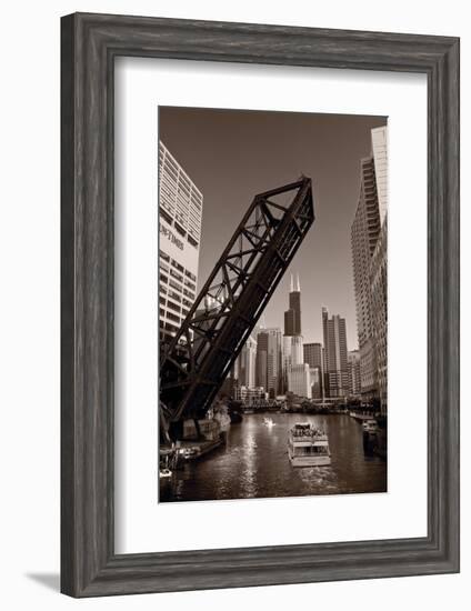 Chicago River Traffic BW-Steve Gadomski-Framed Photographic Print