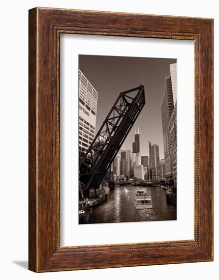 Chicago River Traffic BW-Steve Gadomski-Framed Photographic Print