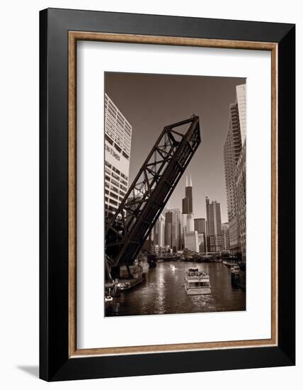 Chicago River Traffic BW-Steve Gadomski-Framed Photographic Print