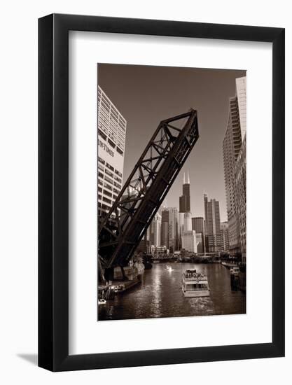 Chicago River Traffic BW-Steve Gadomski-Framed Photographic Print