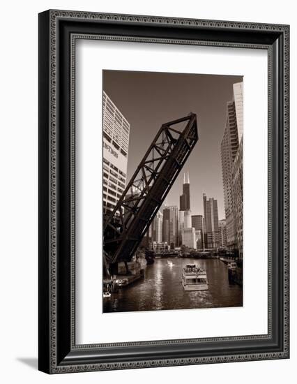 Chicago River Traffic BW-Steve Gadomski-Framed Photographic Print