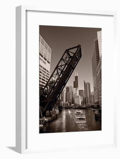 Chicago River Traffic BW-Steve Gadomski-Framed Photographic Print