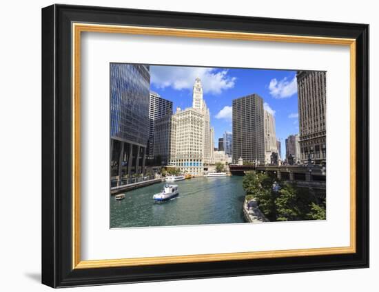 Chicago River Walk Follows the Riverside Along East Wacker Drive-Amanda Hall-Framed Photographic Print