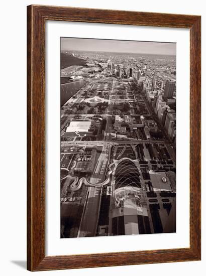 Chicago's Front Yard BW-Steve Gadomski-Framed Photographic Print