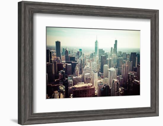 Chicago Skyline Aerial View-Curioso Travel Photography-Framed Photographic Print