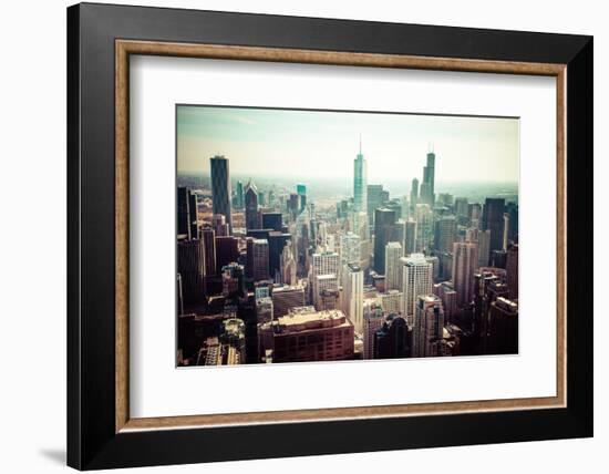 Chicago Skyline Aerial View-Curioso Travel Photography-Framed Photographic Print