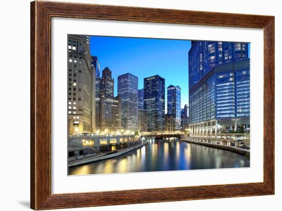 Chicago Skyline along the River-rebelml-Framed Photographic Print