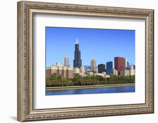 Chicago Skyline and Lake Michigan with the Willis Tower, Chicago, Illinois, USA-Amanda Hall-Framed Photographic Print