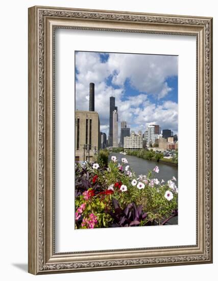 Chicago Skyline and River Looking North-Alan Klehr-Framed Photographic Print