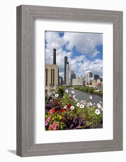 Chicago Skyline and River Looking North-Alan Klehr-Framed Photographic Print