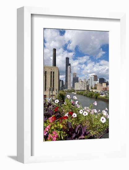 Chicago Skyline and River Looking North-Alan Klehr-Framed Photographic Print