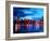 Chicago Skyline at Night-Martina Bleichner-Framed Art Print