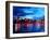 Chicago Skyline at Night-Martina Bleichner-Framed Art Print