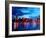 Chicago Skyline at Night-Martina Bleichner-Framed Art Print