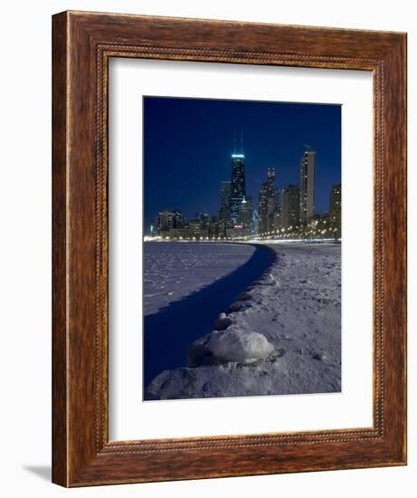 Chicago Skyline At North Ave Beach, Winter-Steve Gadomski-Framed Photographic Print