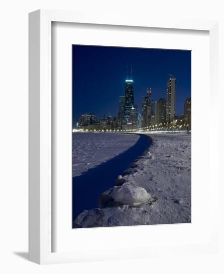 Chicago Skyline At North Ave Beach, Winter-Steve Gadomski-Framed Photographic Print