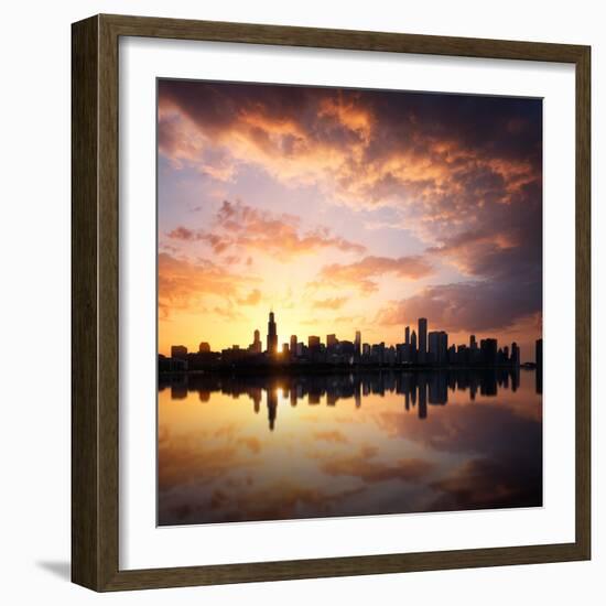 Chicago Skyline at Sunset-beboy-Framed Photographic Print