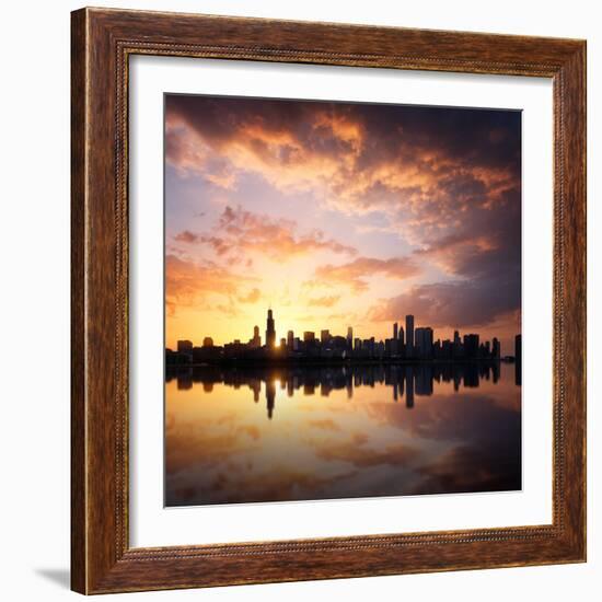 Chicago Skyline at Sunset-beboy-Framed Photographic Print
