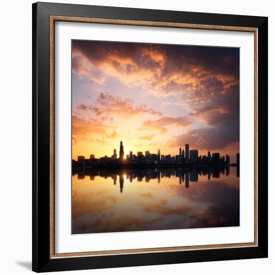 Chicago Skyline at Sunset-beboy-Framed Photographic Print