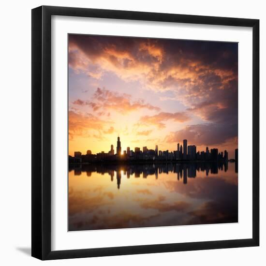 Chicago Skyline at Sunset-beboy-Framed Photographic Print