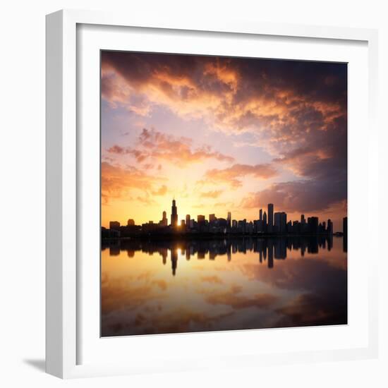 Chicago Skyline at Sunset-beboy-Framed Photographic Print