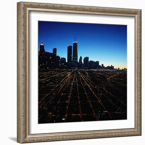 Chicago Skyline at Twilight-Bill Ross-Framed Photographic Print