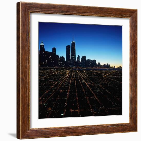 Chicago Skyline at Twilight-Bill Ross-Framed Photographic Print