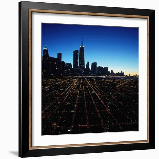 Chicago Skyline at Twilight-Bill Ross-Framed Photographic Print