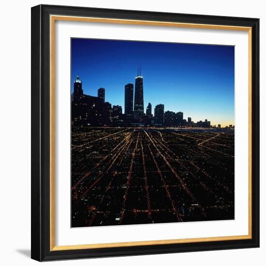 Chicago Skyline at Twilight-Bill Ross-Framed Photographic Print