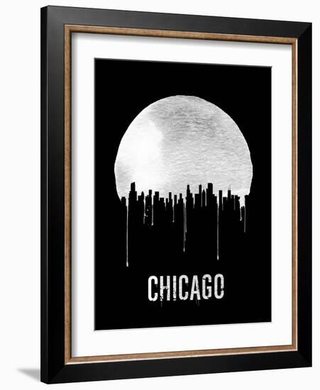 Chicago Skyline Black-null-Framed Art Print