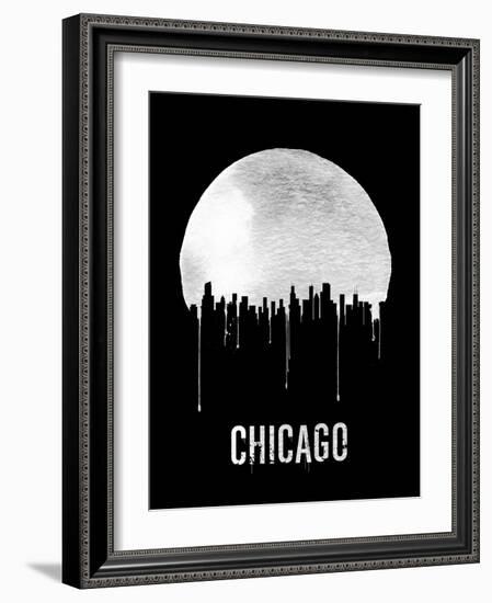 Chicago Skyline Black-null-Framed Art Print