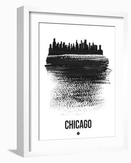 Chicago Skyline Brush Stroke - Black-NaxArt-Framed Art Print