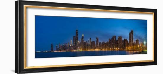 Chicago Skyline From North Ave Beach Panorama-Steve Gadomski-Framed Photographic Print