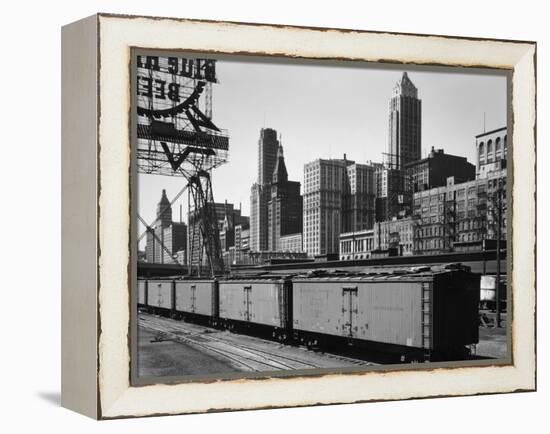 Chicago Skyline from Water Street-null-Framed Premier Image Canvas