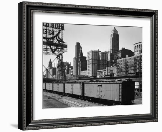 Chicago Skyline from Water Street--Framed Photographic Print