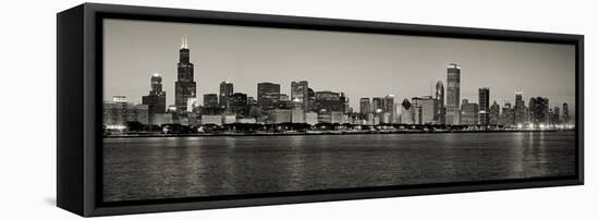 Chicago Skyline In Black And White-Patrick Warneka-Framed Premier Image Canvas