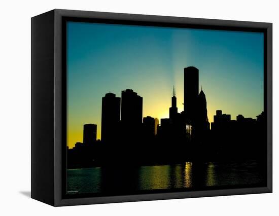 Chicago Skyline Silhouette From Navy Pier-Patrick Warneka-Framed Premier Image Canvas