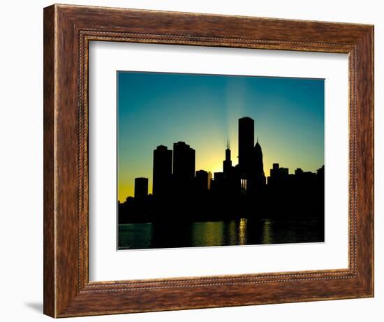 Chicago Skyline Silhouette From Navy Pier-Patrick Warneka-Framed Photographic Print