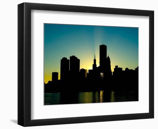Chicago Skyline Silhouette From Navy Pier-Patrick Warneka-Framed Photographic Print